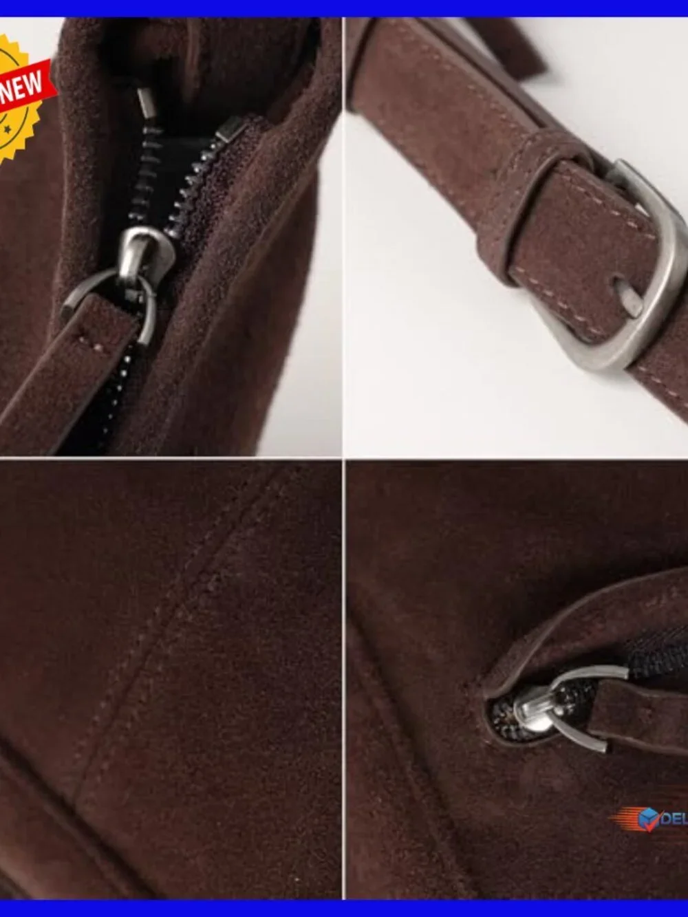 Genuine Suede Leather Hobo Shoulder Bag Adjustable Crossbody Tote